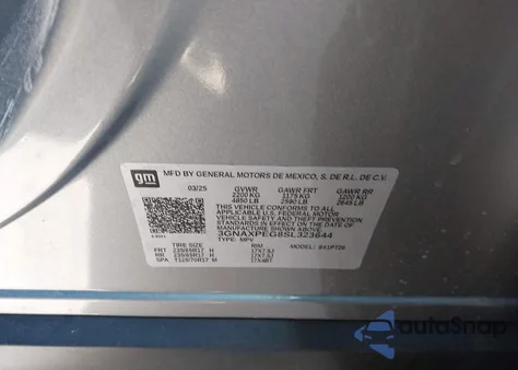 2025 Chevrolet Equinox Awd Lt из США, поврежденный, VIN 3GNAXPEG8SL323644